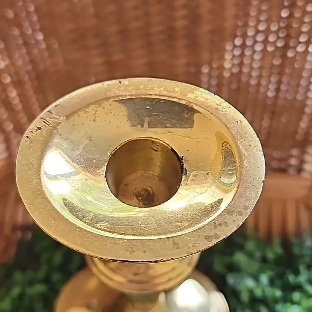 Vtg Stiffel Weighted Shiny Decorative Brass Candle Holder Classic